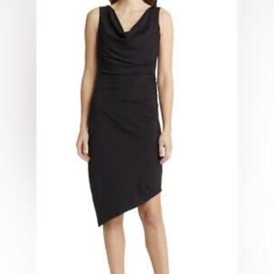 Sam Edelman Cowl Neck Cocktail Midi Dress Black Women’s Sz M